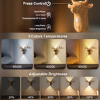 Applique murale tête de cerf LED à détecteur, sans fil rechargeable