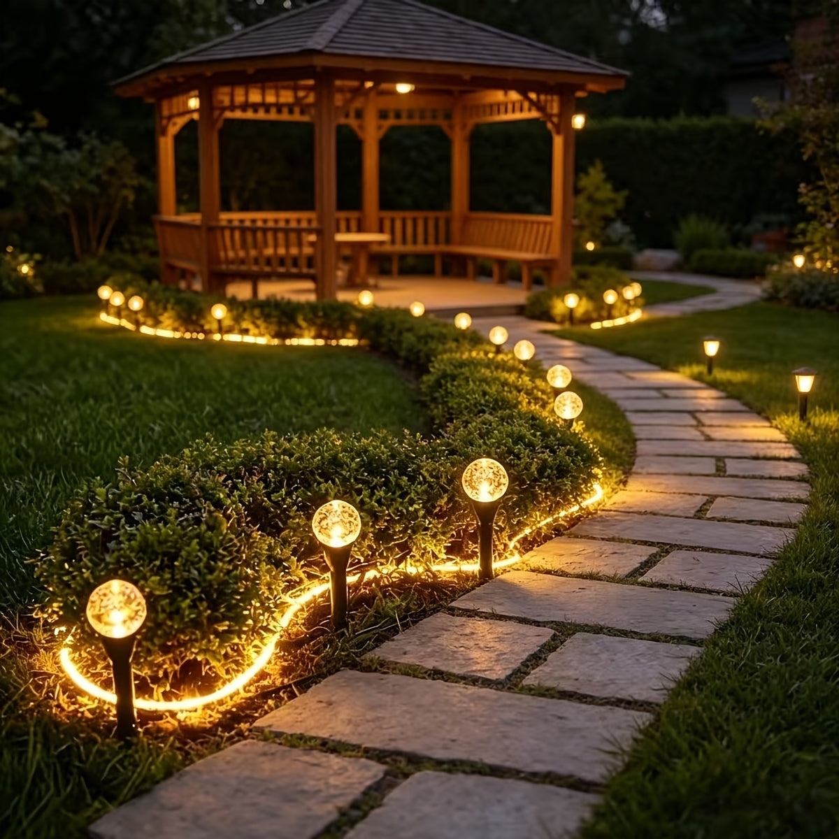 Guirlande solaire de jardin à 30 boules craquelées, 8 modes