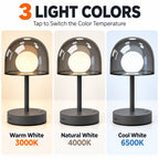 Lampe champignon sans fil à dôme gris ou bleu, 3000 à 6500K