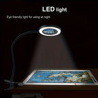 Lampe à pince avec loupe et anneau LED, col de 40 cm, blanche