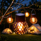 Lanterne solaire boule à effet flamme 12 LED, IP44, lot de 4