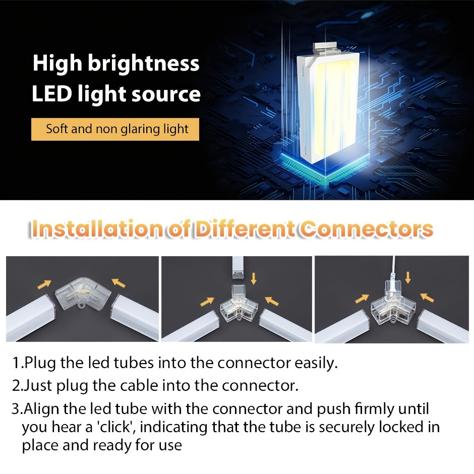 Plafonnier LED hexagonal en kit pour garage ou atelier, 24 à 68 tubes