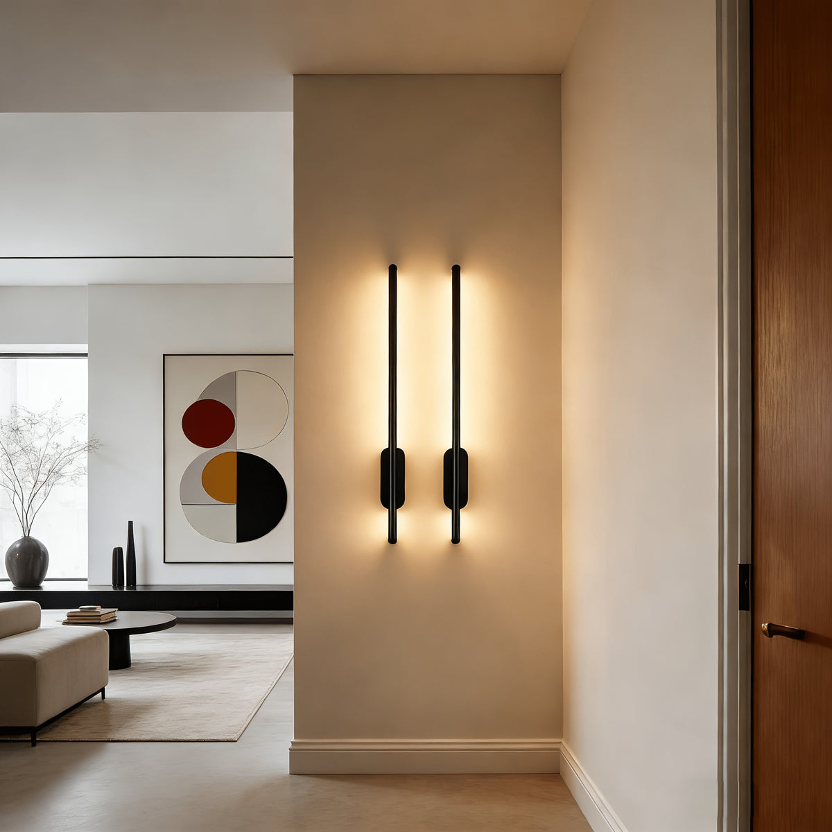 Barre LED murale noire, minimalisme vertical