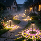 Lot de 2 lampes solaires à projection florale, table, mur ou piquet