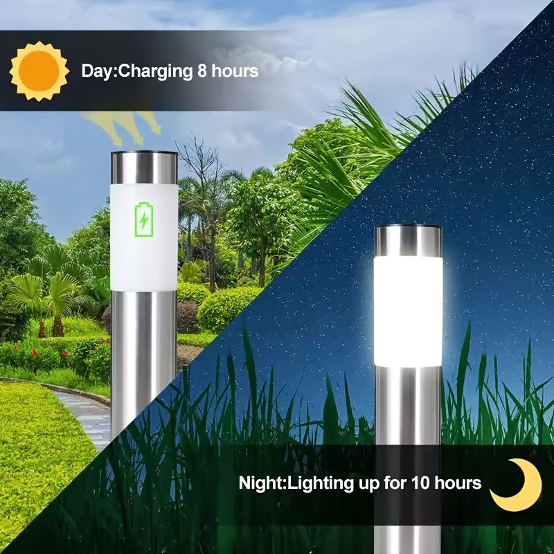Lampe solaire tube à diffuseur opalin, noire ou argentée, lot de 2