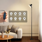 Lampadaire LED USB noir convertible en lampe de chevet, 45 à 145 cm