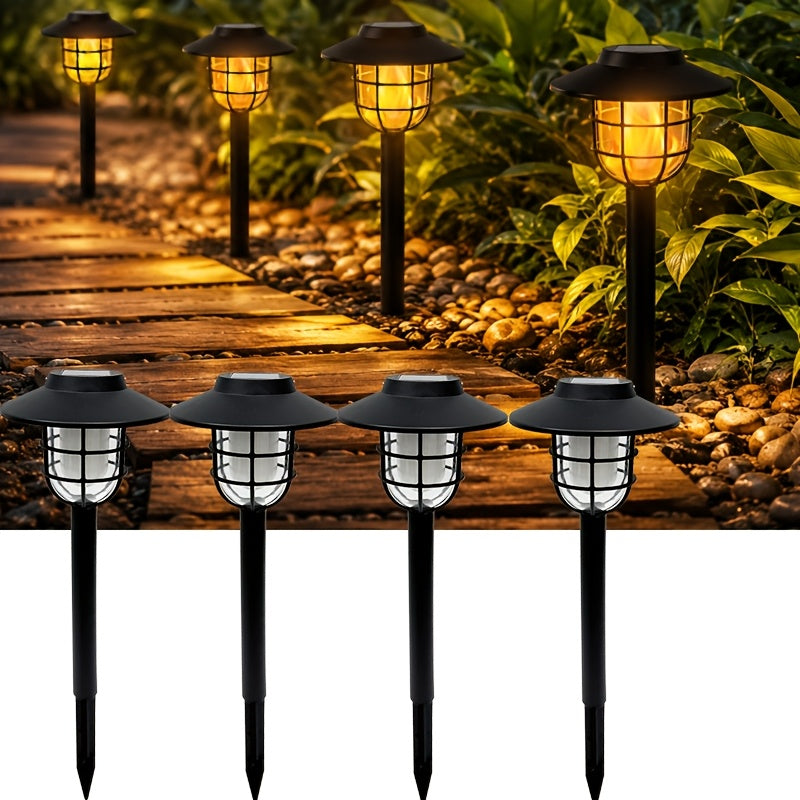 Lot de 4 lanternes solaires à flamme sur piquet, 34,5 cm