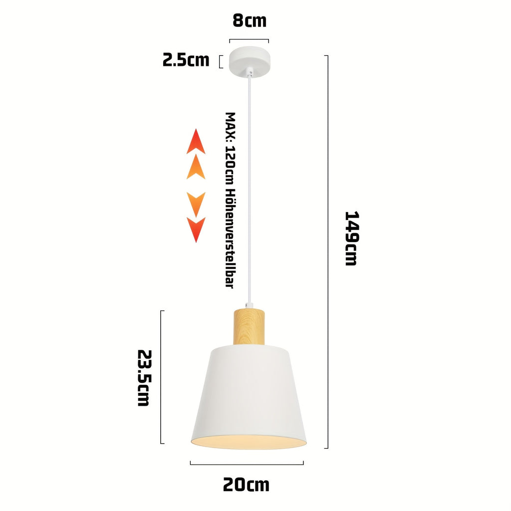 Lot de 2 suspensions métal Ø 20 cm, manchon effet bois, E27