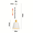 Lot de 2 suspensions métal Ø 20 cm, manchon effet bois, E27