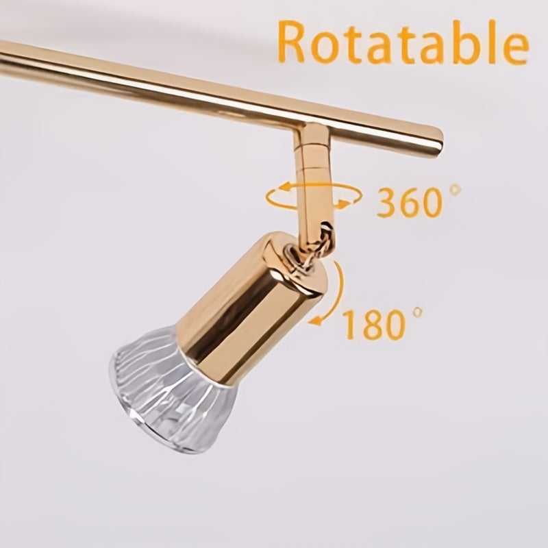 Plafonnier doré à 4 spots GU10 orientables sur rampe de 62 cm