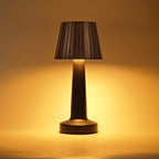 Lampe de table sans fil RVB noire à abat-jour plissé, tactile