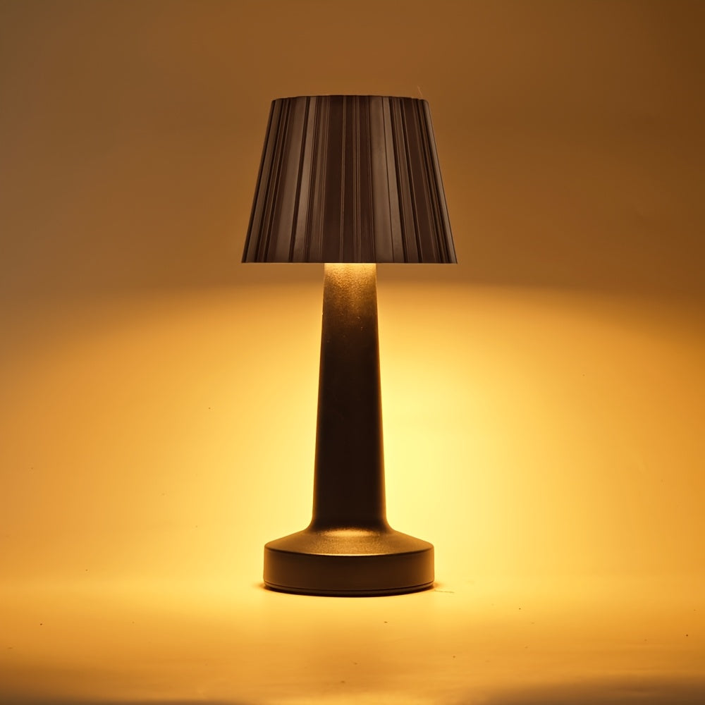 Lampe de table sans fil RVB noire à abat-jour plissé, tactile