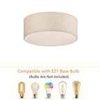 Plafonnier tambour effet lin beige, Ø 30 cm, douille E27