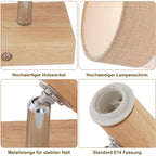Lot de 2 spots orientables en bois et abat-jour tissu, douille E14