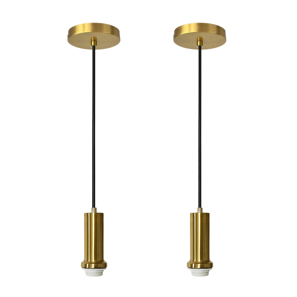 Suspension douille dorée brossée, câble 120 cm et rosace Ø 12 cm