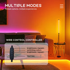 Lampadaire tube LED RVB modulable sur tige noire, jusqu'à 121 cm