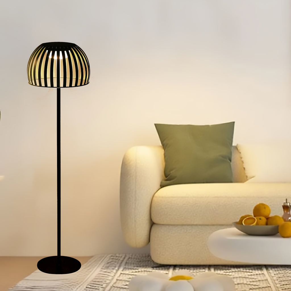 Lampadaire solaire d'extérieur vert et blanc, dôme ajouré 116 cm