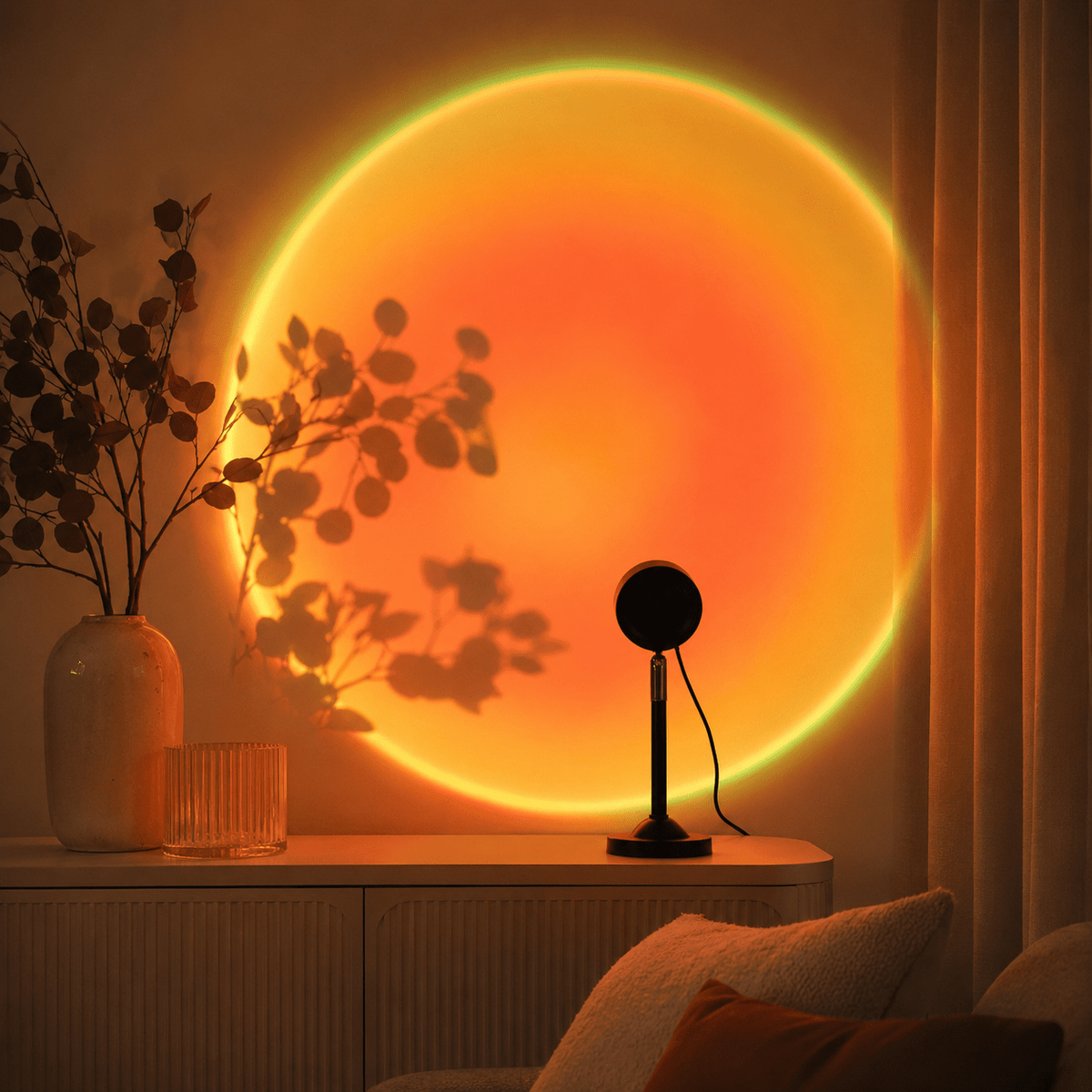 Lampe projecteur coucher de soleil orientable à 180°, 16 couleurs