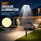 Lampadaire solaire rond 750 LED à détecteur et télécommande