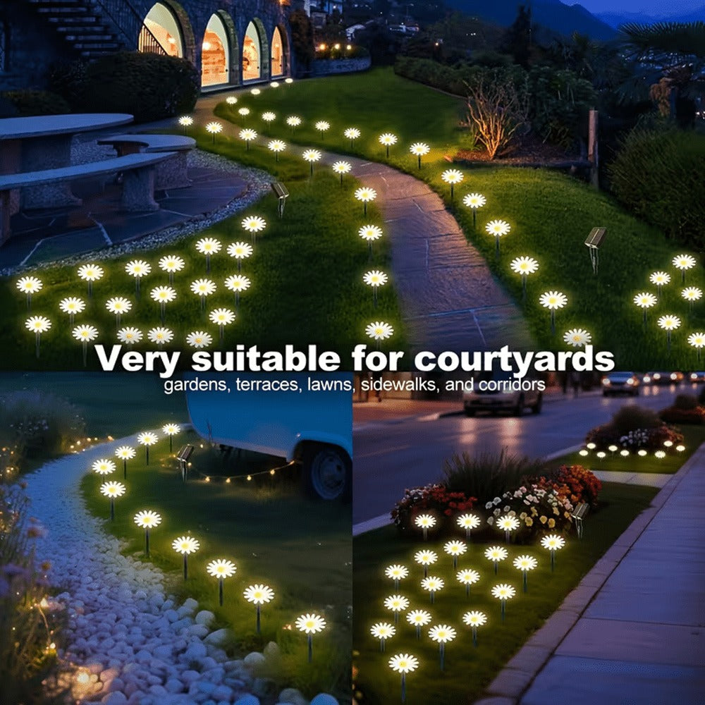 Guirlande solaire marguerites blanches ou colorées, 10 modes