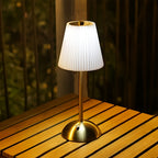 Paire de lampes sans fil plissées, socle doré en dôme, 30 cm