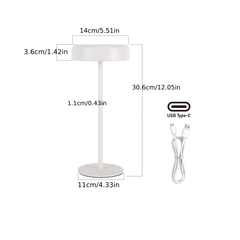 Lampe de table LED sans fil solaire et USB-C, tête noire de 14 cm