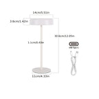 Lampe de table LED sans fil solaire et USB-C, tête noire de 14 cm