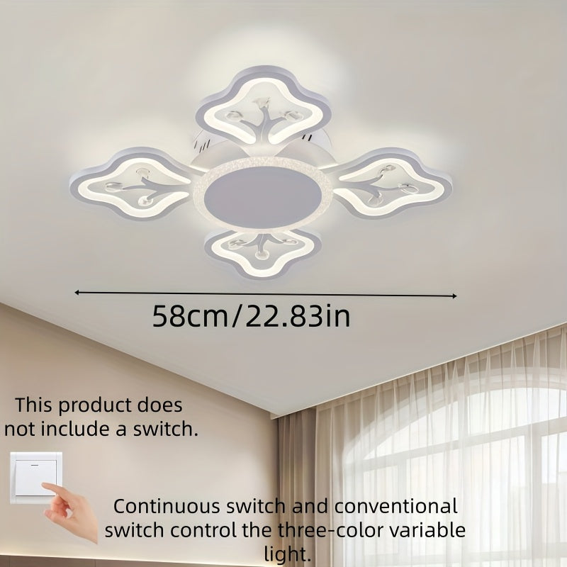 Plafonnier LED fleur à quatre pétales 58 cm, trois teintes