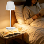 Lampe de table sans fil à abat-jour plissé, socle hexagonal tactile