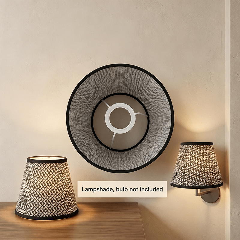 Lot de 2 abat-jour coniques à motif tressé noir et blanc, Ø 20 cm