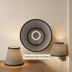Lot de 2 abat-jour coniques à motif tressé noir et blanc, Ø 20 cm