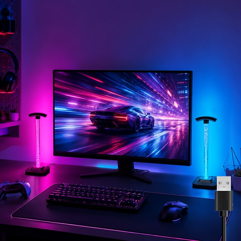 Lampe d'ambiance support de casque, tube à bulles RVB tactile