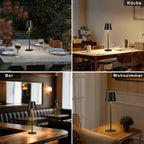 Lampe de table LED sans fil à abat-jour conique et deux hauteurs