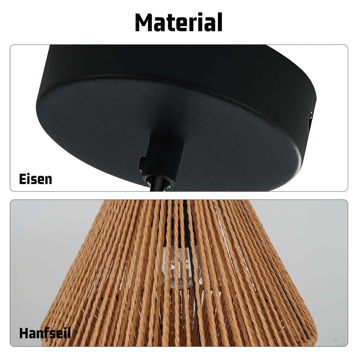 Suspension en corde tressée, forme diamant ou tambour, Ø 25 cm