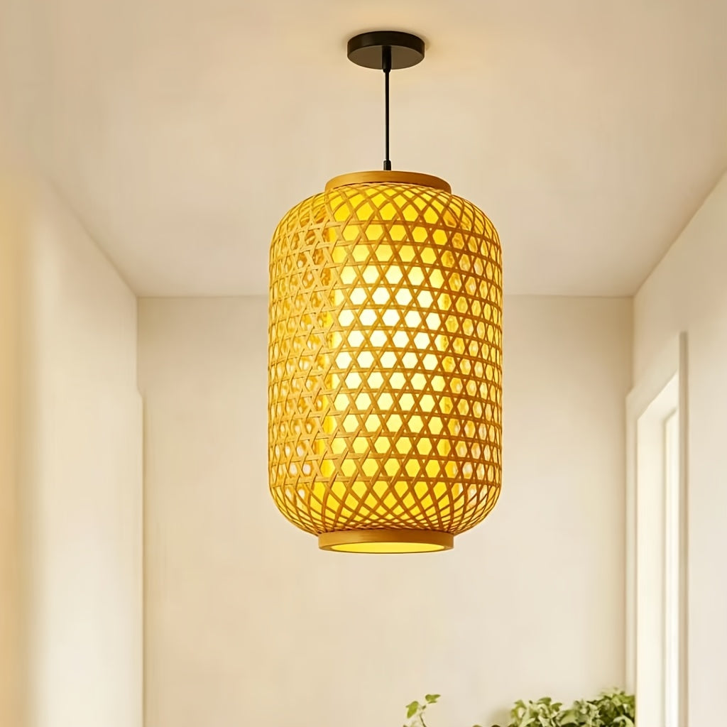 Suspension lanterne en bambou ajouré, deux tailles Ø 20 ou Ø 23 cm
