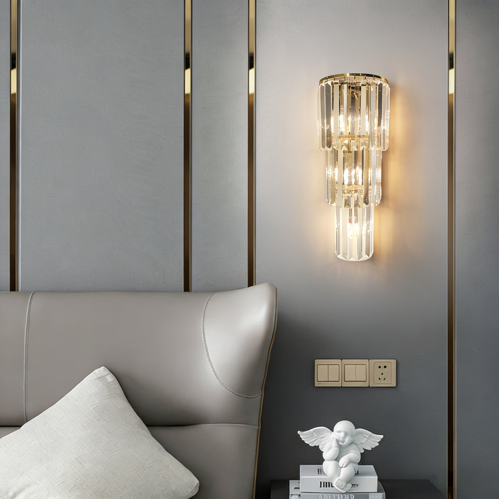 Applique murale en cristal et métal doré, de 2 à 7 étages