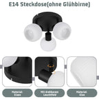 Plafonnier 3 globes en verre blanc côtelé sur platine noire, E14