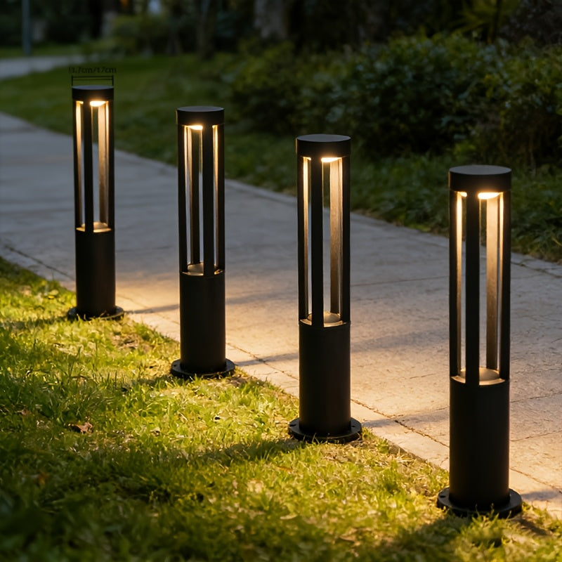 Borne d'éclairage extérieur filaire en aluminium noir, 60 ou 80 cm