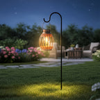 Lanterne solaire bohème tressée, ampoule filament et métal cuivré