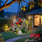 Suspension solaire boule grillagée aux papillons colorés, IP44