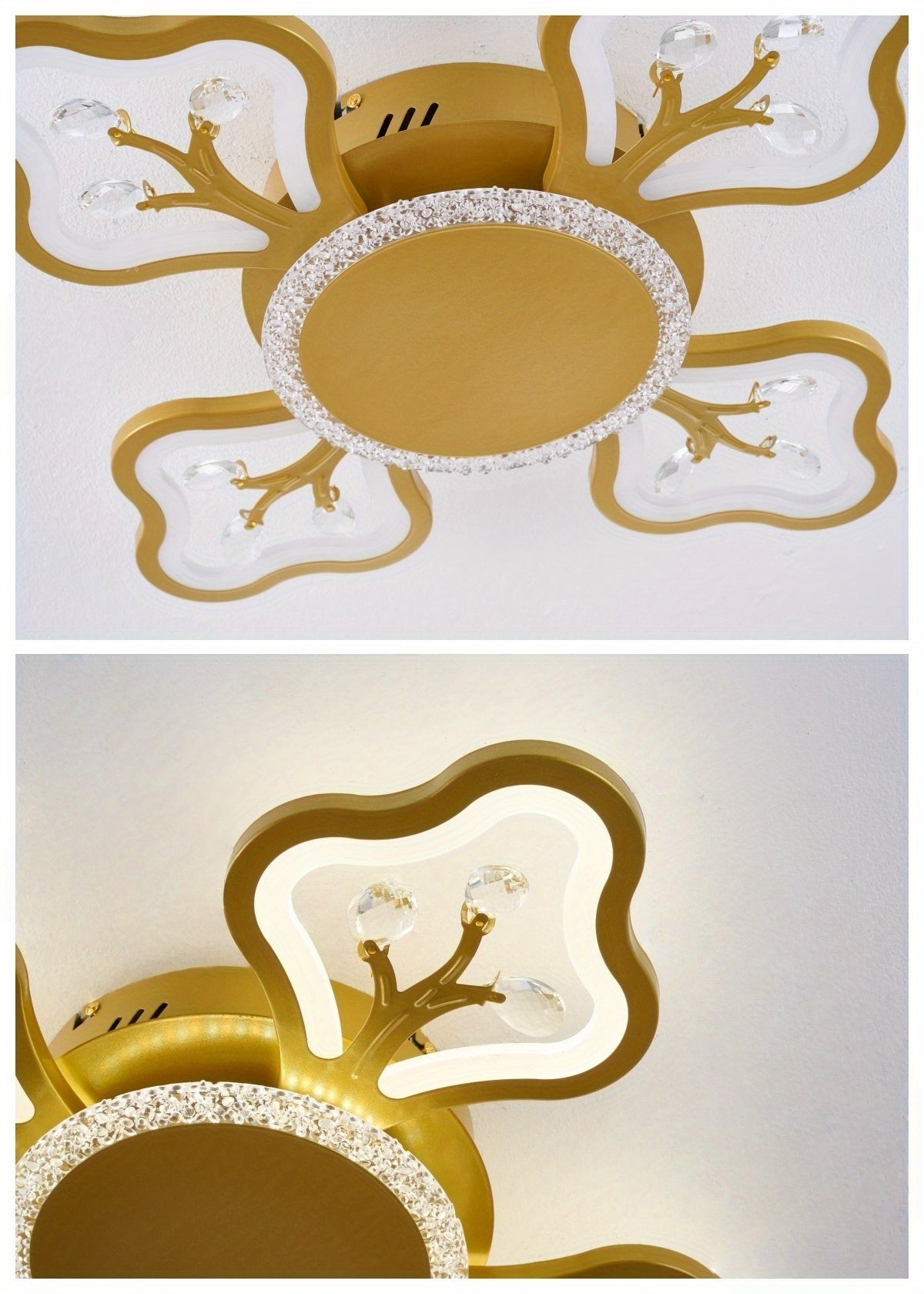 Plafonnier LED fleur à quatre pétales 58 cm, trois teintes