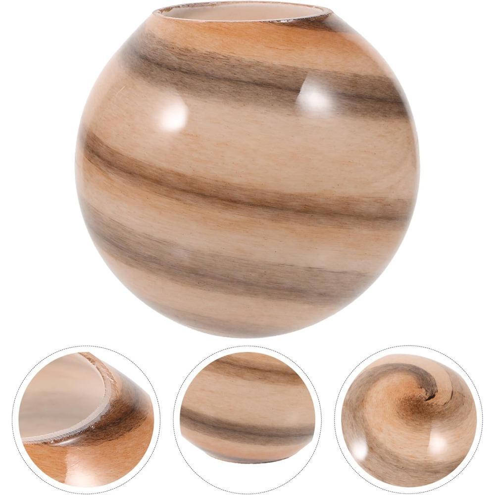 Globe en verre à volutes beiges et brunes façon planète, Ø 11,5 cm