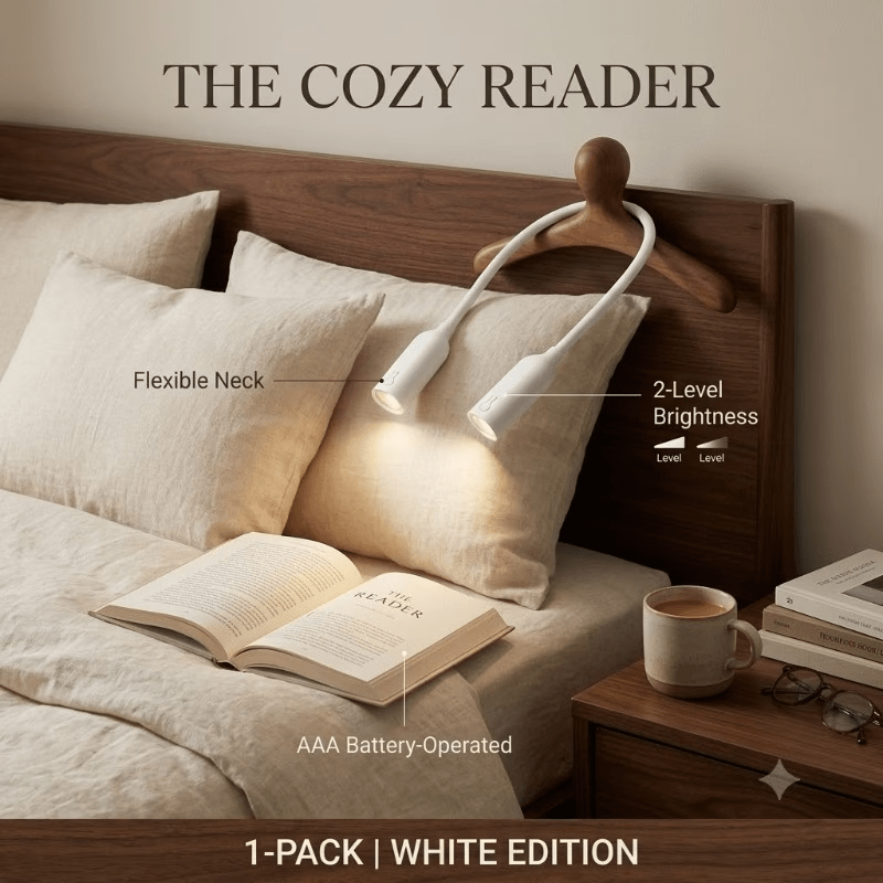 Lampe de lecture tour de cou à deux têtes, noire ou blanche, à piles