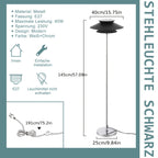Lampadaire à double coupole noire et tige chromée, 145 cm