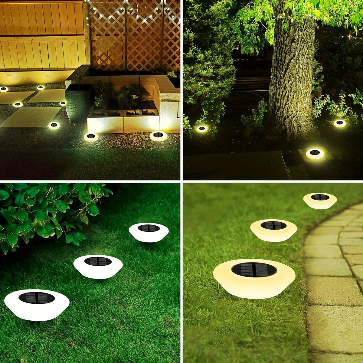 Spot solaire de sol à diffuseur opalin 14 LED, Ø 12,4 cm, lot de 4