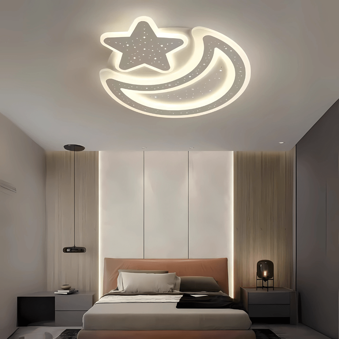 Une chambre d'enfant sous un ciel de nuit
