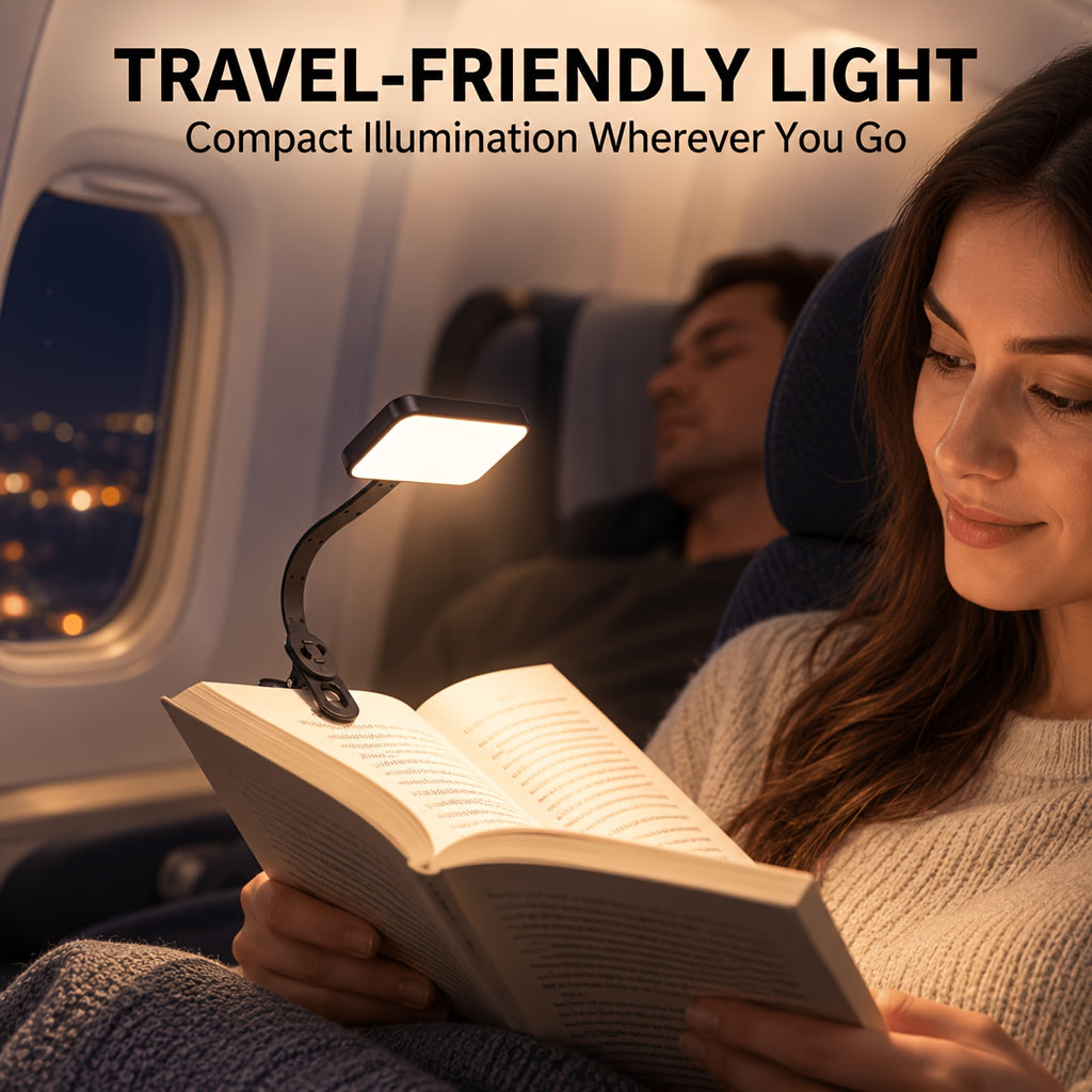 Lampe de lecture à pince noire modulable, tête amovible et bras