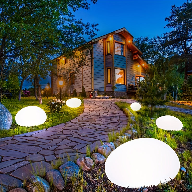 Galet lumineux en verre dépoli pour jardin minéral