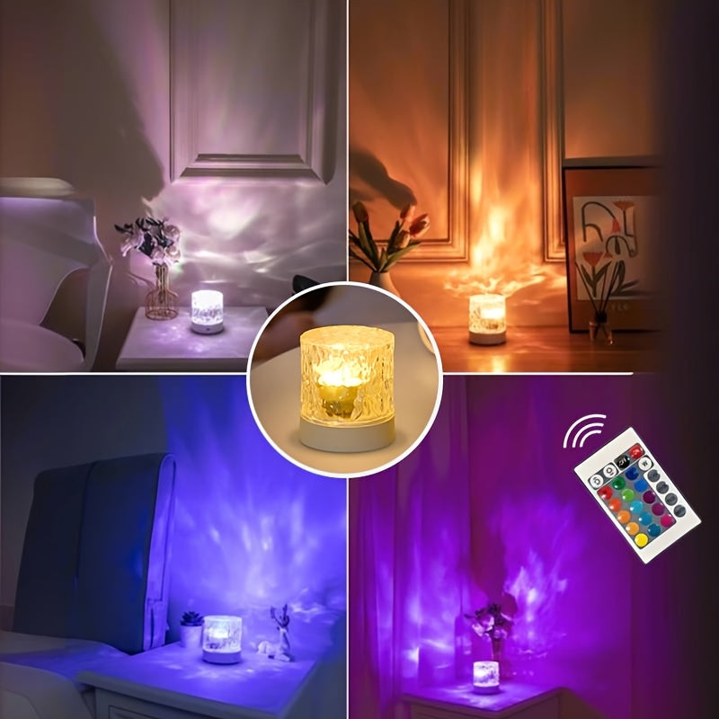 Lampe d'ambiance vague d'eau Ø 8 cm, tactile et télécommande à pile