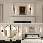 Lot de 2 appliques murales LED double barre noire, blanc neutre